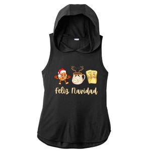 Feliz Navidad Funny Spanish Christmas Pan Dulce Cafe Tamales Ladies PosiCharge Tri-Blend Wicking Draft Hoodie Tank