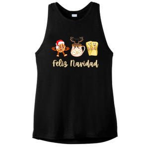 Feliz Navidad Funny Spanish Christmas Pan Dulce Cafe Tamales Ladies PosiCharge Tri-Blend Wicking Tank