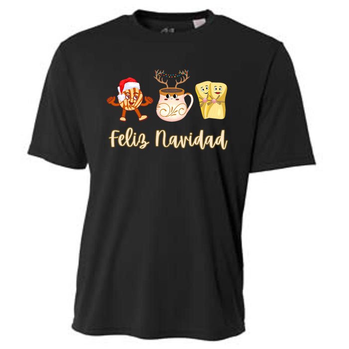 Feliz Navidad Funny Spanish Christmas Pan Dulce Cafe Tamales Cooling Performance Crew T-Shirt