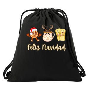 Feliz Navidad Funny Spanish Christmas Pan Dulce Cafe Tamales Drawstring Bag