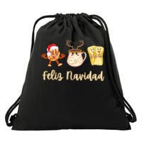 Feliz Navidad Funny Spanish Christmas Pan Dulce Cafe Tamales Drawstring Bag