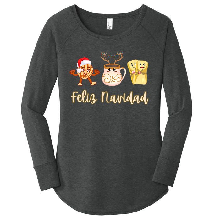 Feliz Navidad Funny Spanish Christmas Pan Dulce Cafe Tamales Women's Perfect Tri Tunic Long Sleeve Shirt