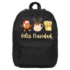 Feliz Navidad Funny Spanish Christmas Pan Dulce Cafe Tamales 16 in Basic Backpack