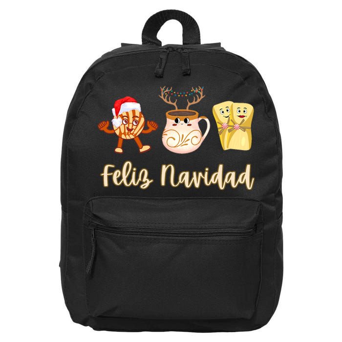 Feliz Navidad Funny Spanish Christmas Pan Dulce Cafe Tamales 16 in Basic Backpack