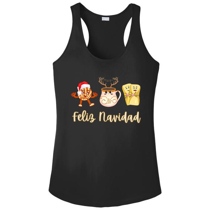 Feliz Navidad Funny Spanish Christmas Pan Dulce Cafe Tamales Ladies PosiCharge Competitor Racerback Tank