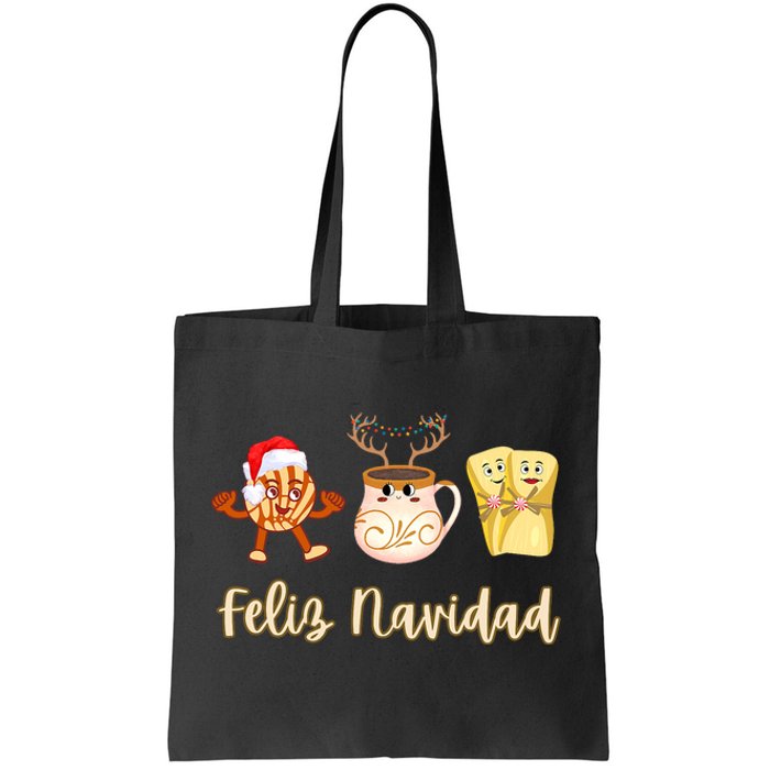 Feliz Navidad Funny Spanish Christmas Pan Dulce Cafe Tamales Tote Bag