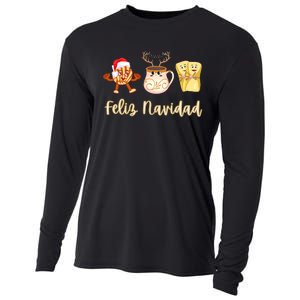 Feliz Navidad Funny Spanish Christmas Pan Dulce Cafe Tamales Cooling Performance Long Sleeve Crew