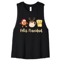 Feliz Navidad Funny Spanish Christmas Pan Dulce Cafe Tamales Women's Racerback Cropped Tank