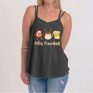 Feliz Navidad Funny Spanish Christmas Pan Dulce Cafe Tamales Women's Strappy Tank