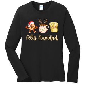 Feliz Navidad Funny Spanish Christmas Pan Dulce Cafe Tamales Ladies Long Sleeve Shirt