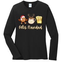 Feliz Navidad Funny Spanish Christmas Pan Dulce Cafe Tamales Ladies Long Sleeve Shirt