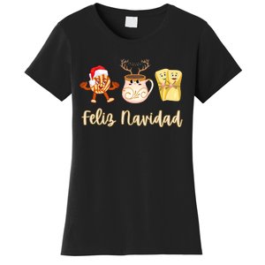 Feliz Navidad Funny Spanish Christmas Pan Dulce Cafe Tamales Women's T-Shirt