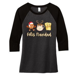 Feliz Navidad Funny Spanish Christmas Pan Dulce Cafe Tamales Women's Tri-Blend 3/4-Sleeve Raglan Shirt