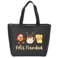 Feliz Navidad Funny Spanish Christmas Pan Dulce Cafe Tamales Zip Tote Bag