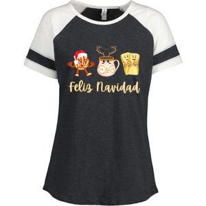 Feliz Navidad Funny Spanish Christmas Pan Dulce Cafe Tamales Enza Ladies Jersey Colorblock Tee