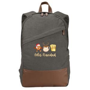 Feliz Navidad Funny Spanish Christmas Pan Dulce Cafe Tamales Cotton Canvas Backpack