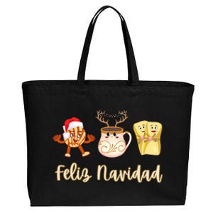 Feliz Navidad Funny Spanish Christmas Pan Dulce Cafe Tamales Cotton Canvas Jumbo Tote