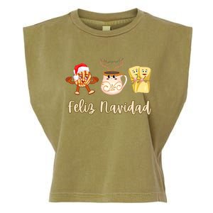 Feliz Navidad Funny Spanish Christmas Pan Dulce Cafe Tamales Garment-Dyed Women's Muscle Tee