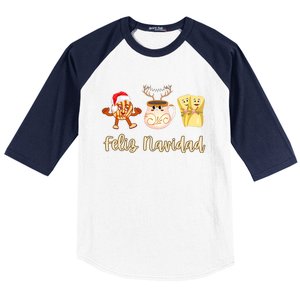 Feliz Navidad Funny Spanish Christmas Pan Dulce Cafe Tamales Baseball Sleeve Shirt