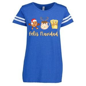 Feliz Navidad Funny Spanish Christmas Pan Dulce Cafe Tamales Enza Ladies Jersey Football T-Shirt