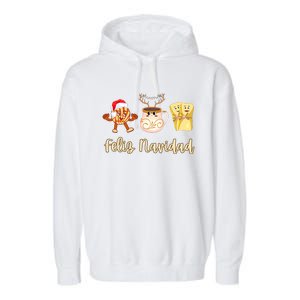 Feliz Navidad Funny Spanish Christmas Pan Dulce Cafe Tamales Garment-Dyed Fleece Hoodie