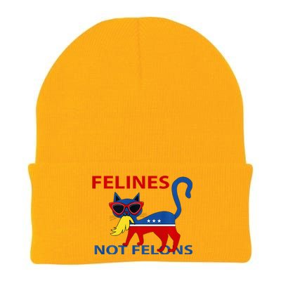 Felines Not Felons Kamala Cat Lady With Trump Hair Long Sleeve Knit Cap Winter Beanie