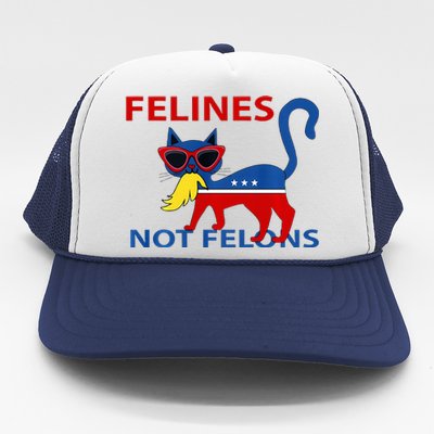 Felines Not Felons Kamala Cat Lady With Trump Hair Long Sleeve Trucker Hat