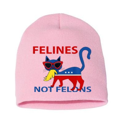 Felines Not Felons Kamala Cat Lady With Trump Hair Long Sleeve Short Acrylic Beanie