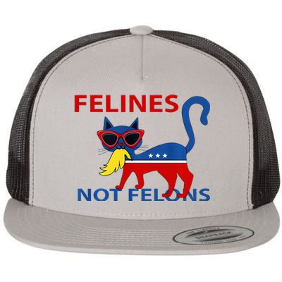 Felines Not Felons Kamala Cat Lady With Trump Hair Long Sleeve Flat Bill Trucker Hat