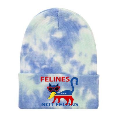 Felines Not Felons Kamala Cat Lady With Trump Hair Long Sleeve Tie Dye 12in Knit Beanie