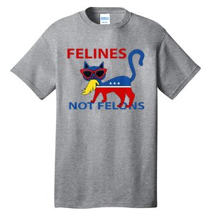 Felines Not Felons Kamala Cat Lady With Trump Hair Long Sleeve Tall T-Shirt