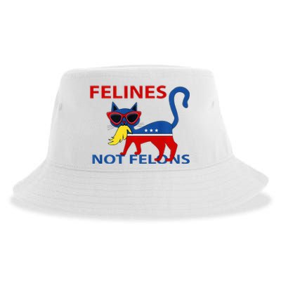 Felines Not Felons Kamala Cat Lady With Trump Hair Long Sleeve Sustainable Bucket Hat