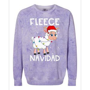 Fleece Navidad Funny Christmas Sheep Feliz Xmas Lights Colorblast Crewneck Sweatshirt