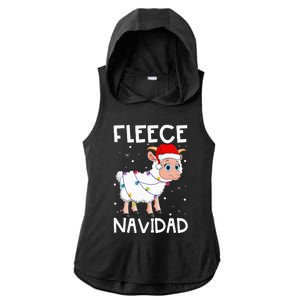 Fleece Navidad Funny Christmas Sheep Feliz Xmas Lights Ladies PosiCharge Tri-Blend Wicking Draft Hoodie Tank