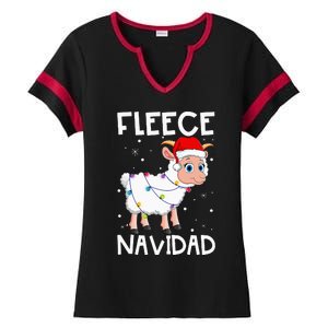 Fleece Navidad Funny Christmas Sheep Feliz Xmas Lights Ladies Halftime Notch Neck Tee