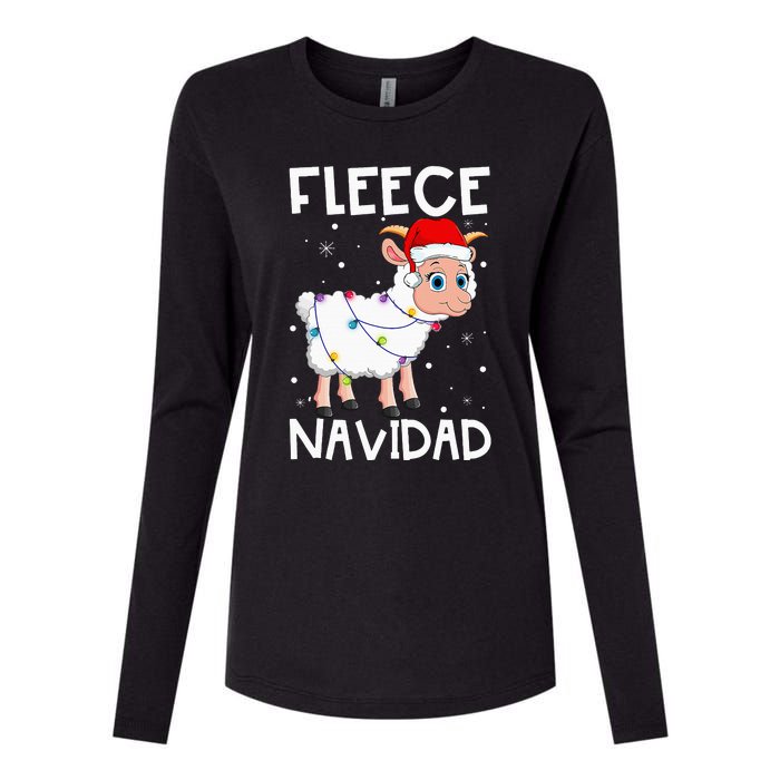 Fleece Navidad Funny Christmas Sheep Feliz Xmas Lights Womens Cotton Relaxed Long Sleeve T-Shirt