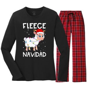 Fleece Navidad Funny Christmas Sheep Feliz Xmas Lights Women's Long Sleeve Flannel Pajama Set 