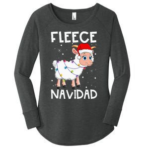 Fleece Navidad Funny Christmas Sheep Feliz Xmas Lights Women's Perfect Tri Tunic Long Sleeve Shirt