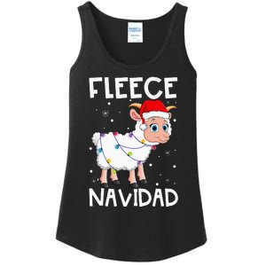 Fleece Navidad Funny Christmas Sheep Feliz Xmas Lights Ladies Essential Tank