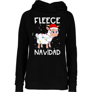 Fleece Navidad Funny Christmas Sheep Feliz Xmas Lights Womens Funnel Neck Pullover Hood