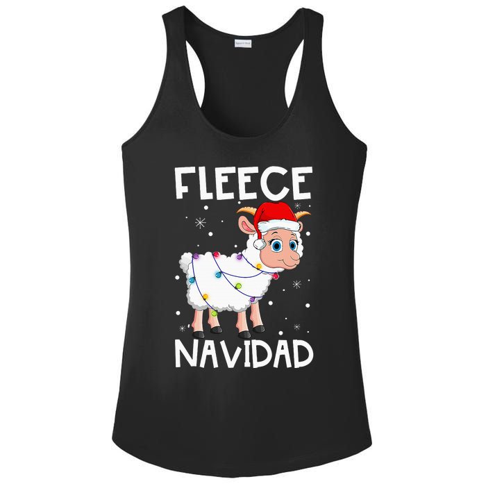 Fleece Navidad Funny Christmas Sheep Feliz Xmas Lights Ladies PosiCharge Competitor Racerback Tank