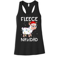 Fleece Navidad Funny Christmas Sheep Feliz Xmas Lights Women's Racerback Tank