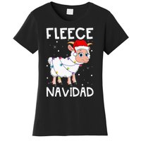 Fleece Navidad Funny Christmas Sheep Feliz Xmas Lights Women's T-Shirt