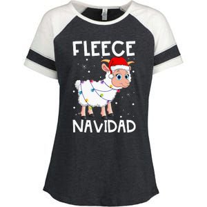 Fleece Navidad Funny Christmas Sheep Feliz Xmas Lights Enza Ladies Jersey Colorblock Tee