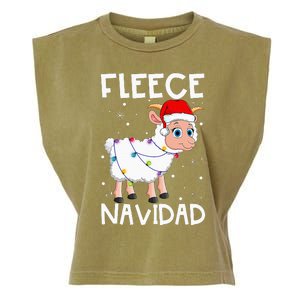 Fleece Navidad Funny Christmas Sheep Feliz Xmas Lights Garment-Dyed Women's Muscle Tee