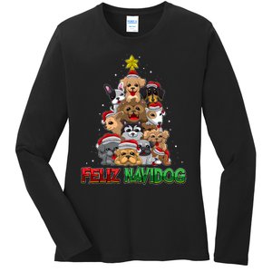 Feliz Navidog Feliz Navidad Christmas For Dog Lovers Ladies Long Sleeve Shirt