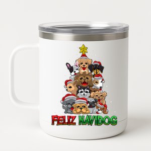 Feliz Navidog Feliz Navidad Christmas For Dog Lovers 12 oz Stainless Steel Tumbler Cup