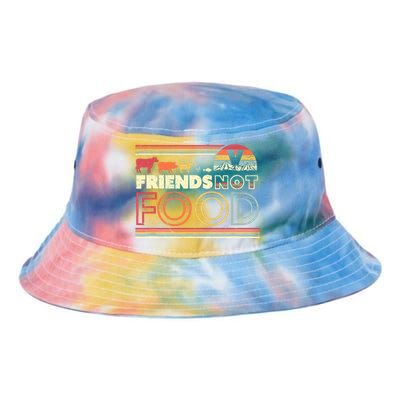 Friends Not Food. Retro Style Vegan Vegetarian Tie Dye Newport Bucket Hat