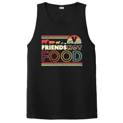 Friends Not Food. Retro Style Vegan Vegetarian PosiCharge Competitor Tank