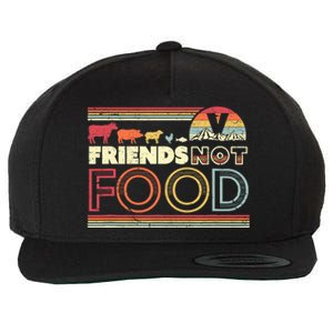 Friends Not Food. Retro Style Vegan Vegetarian Wool Snapback Cap